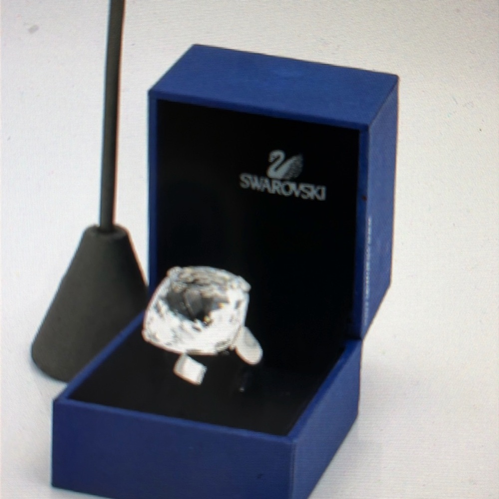 SWAROVSKI 8.75 Crystal Cushion Cocktail Ring with Box